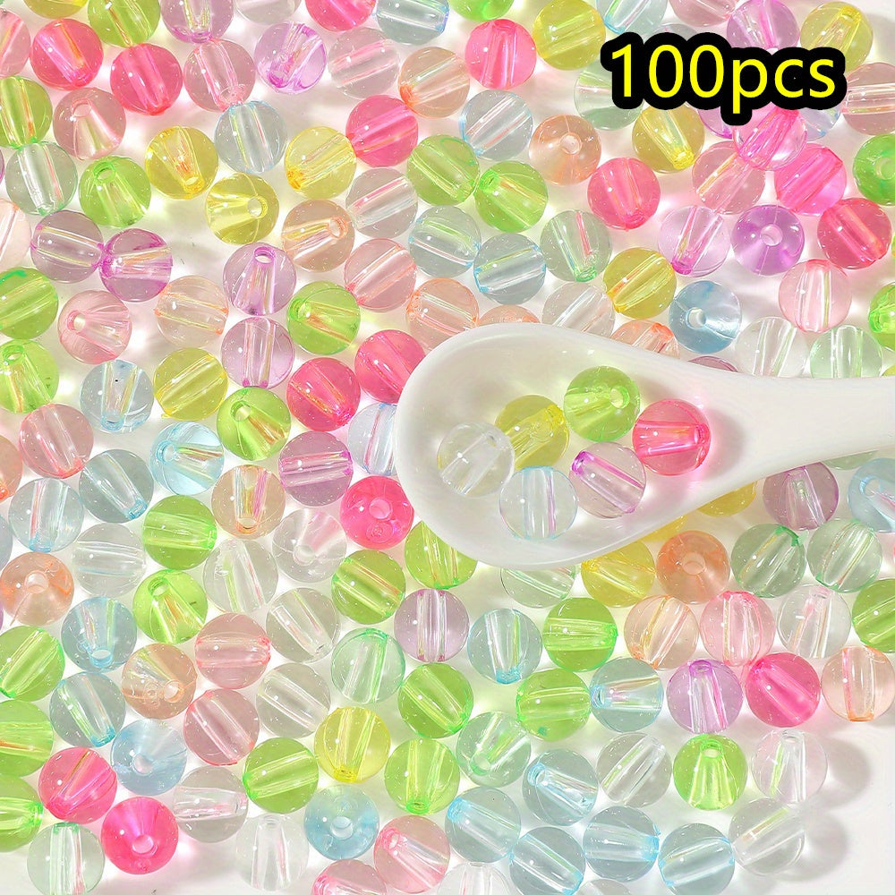 100pcs 8mm Macaroon Color Transparent Acrylic Beads