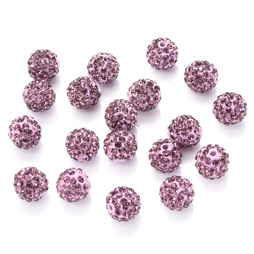 10mm AB Shiny Rhinestone Clay Beads