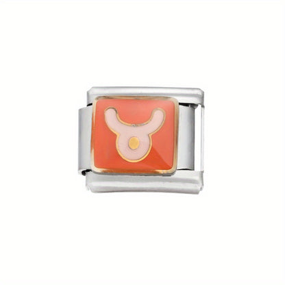 1pc 9x10mm Stainless Steel Zodiac Sign Module Bead