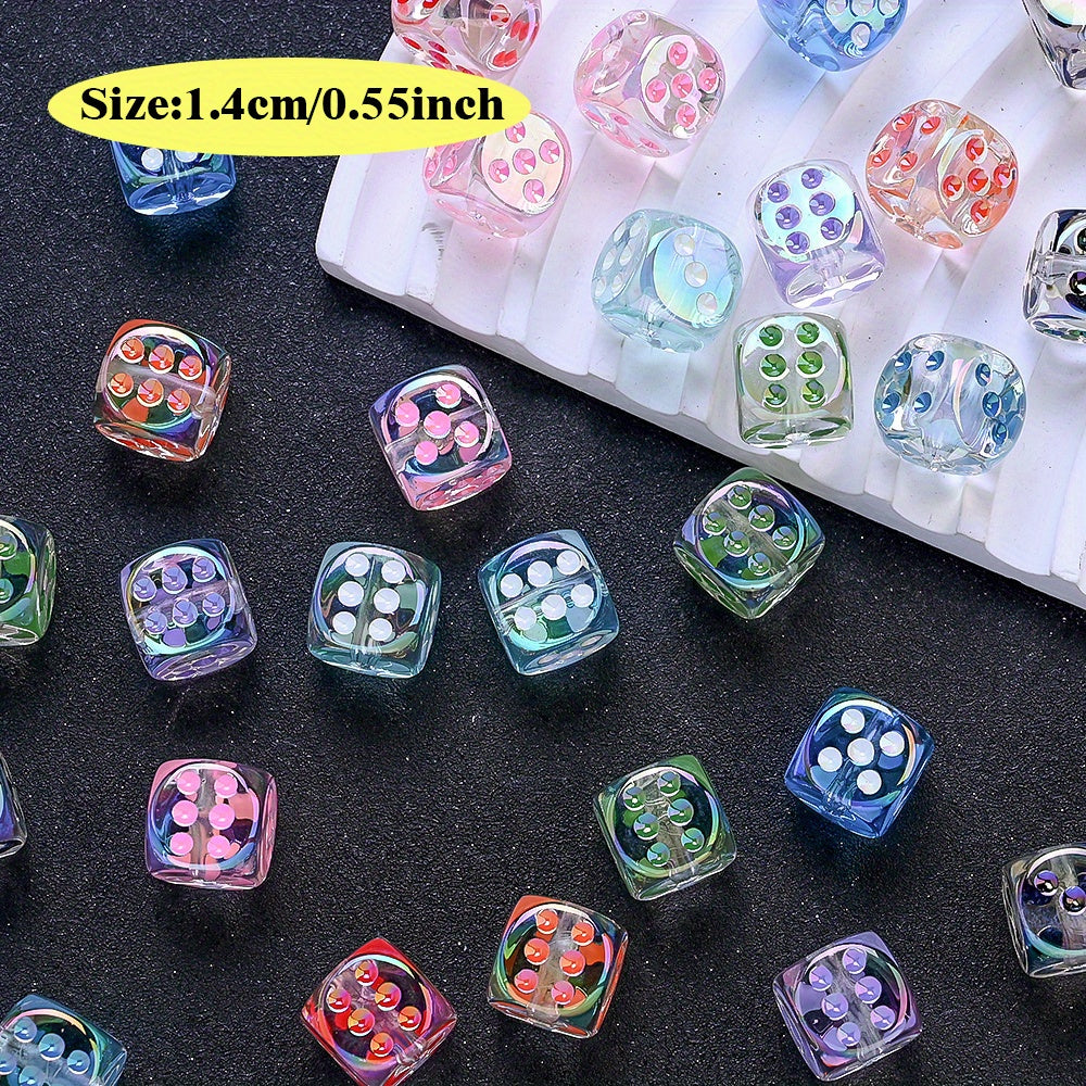 10pcs 14mm UV Plated Dice Beads