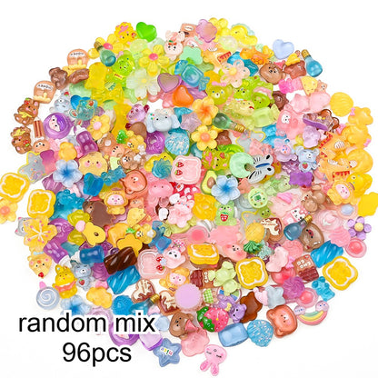 96pcs Rainbow Theme Acrylic Flatback Beads