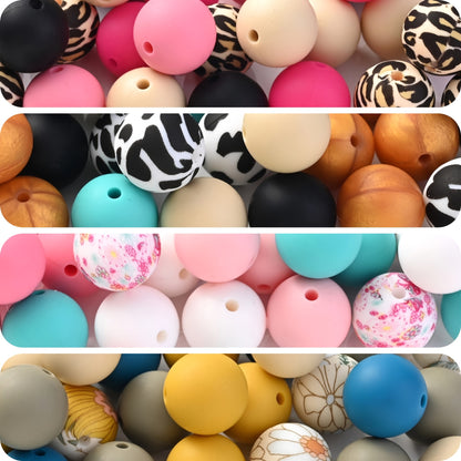 15mm Leopard Butterfly Sunflower Silicone Print Focal Beads