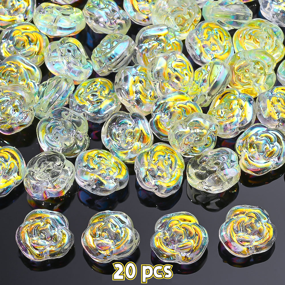 14x13mm Iridescent Rose Glass Beads
