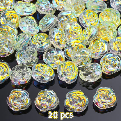 14x13mm Iridescent Rose Glass Beads
