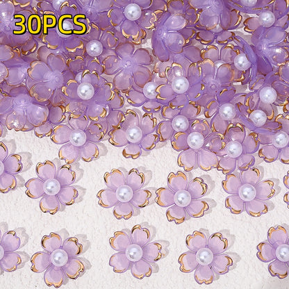 30pcs 15mm Cherry Blossom Acrylic Patch Beads