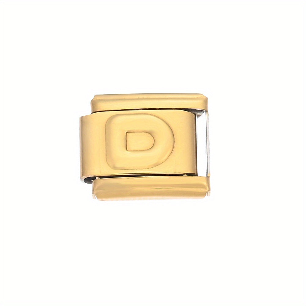 1pc 9x10mm Golden Stainless Steel Letter Bead
