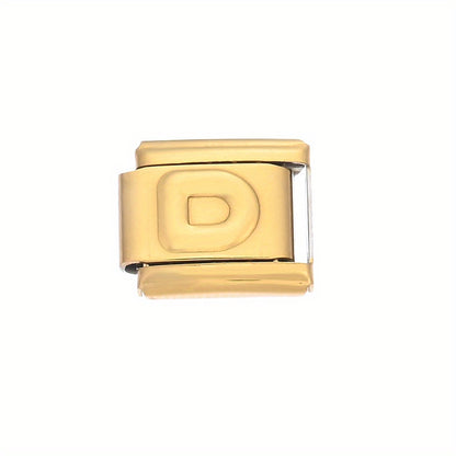 1pc 9x10mm Golden Stainless Steel Letter Bead