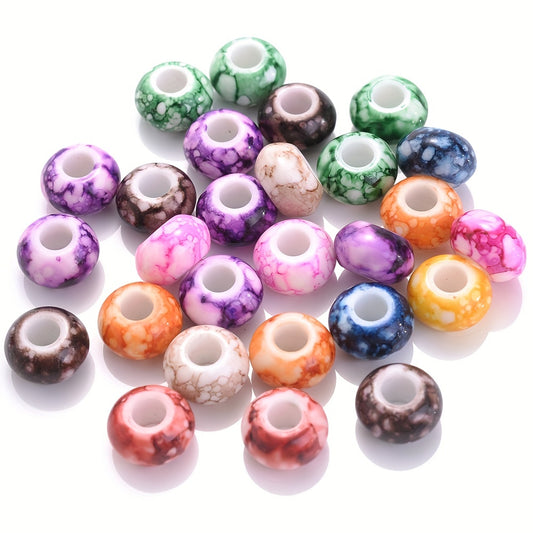 50pcs Colored Big Hole Round Acrylic Beads