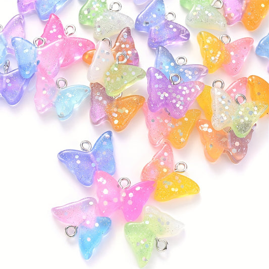 10pcs 15x19mm Colorful Resin Butterfly Beads