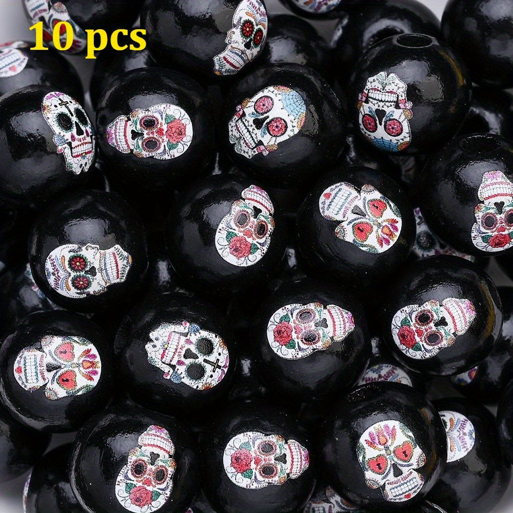 Halloween Skull Wooden Beads