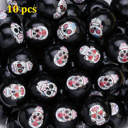 Halloween Skull Wooden Beads