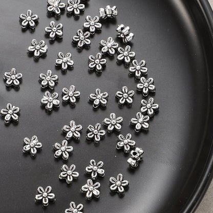 50pcs Antique Silvery Flower Spacer Beads