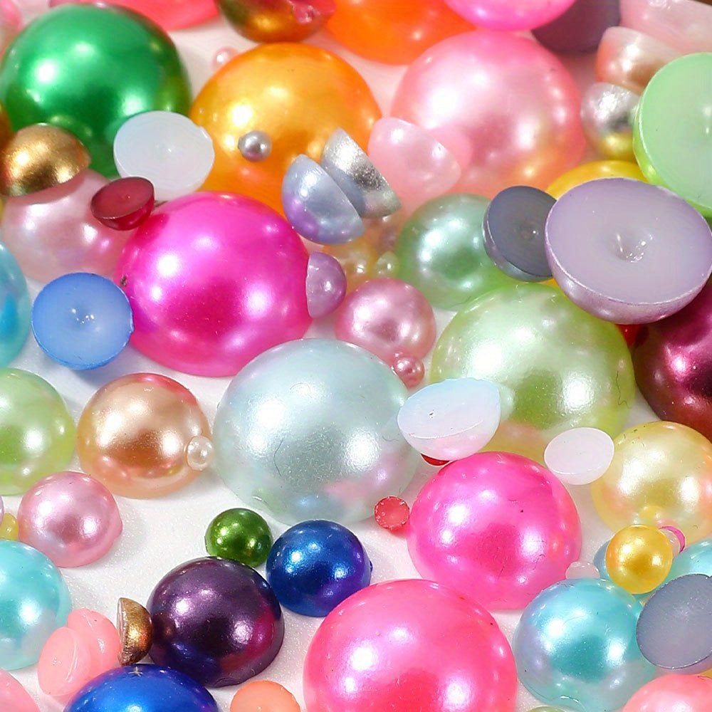 1000pcs Semi Circular Resin Pearl Beads