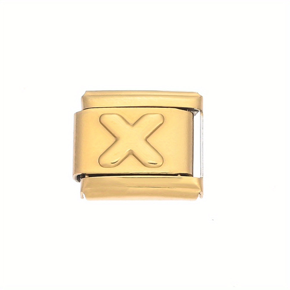 1pc 9x10mm Golden Stainless Steel Letter Bead