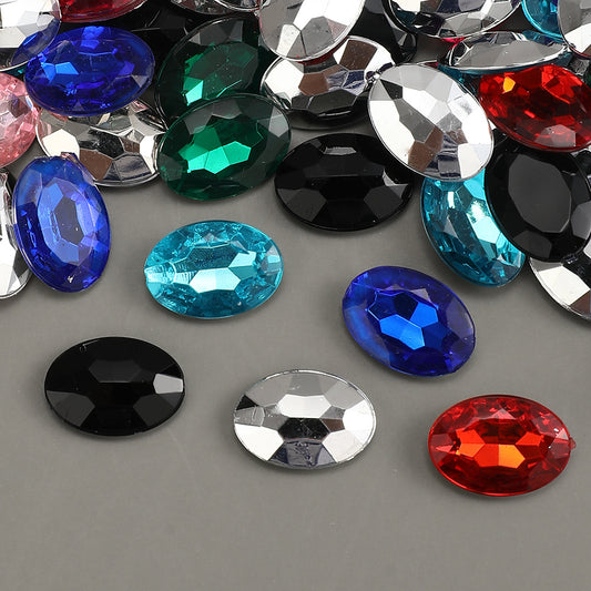 100pcs Oval Rhinestone Flatback Acrylic Beads