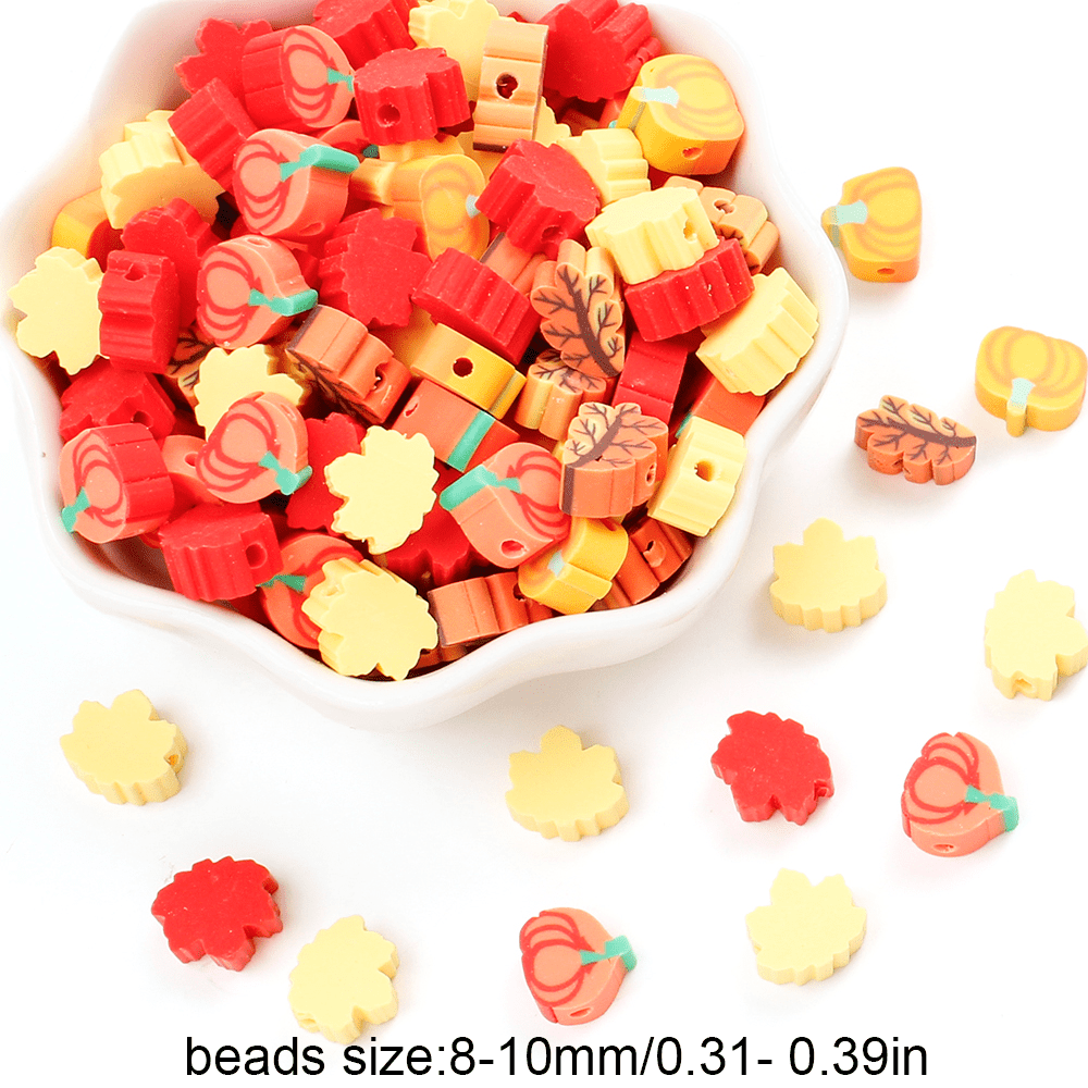 8–10mm Thanksgiving Fall Polymer Clay Spacer Beads, 50pcs
