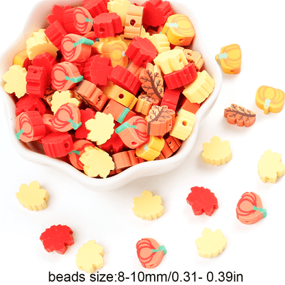 8–10mm Thanksgiving Fall Polymer Clay Spacer Beads, 50pcs