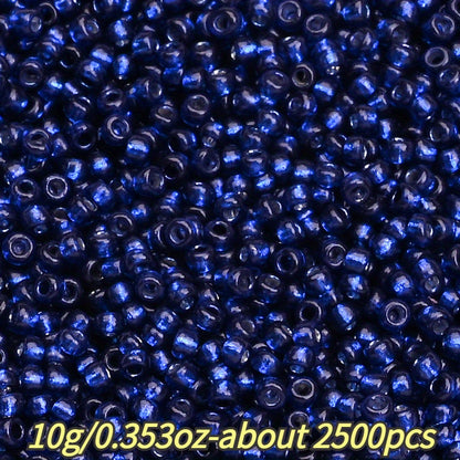 1.5mm Silvery-filled Mini Glass Rice Beads