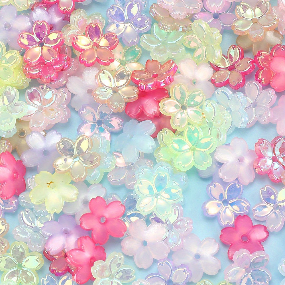 Mixed Color Acrylic Flower Spacer Beads