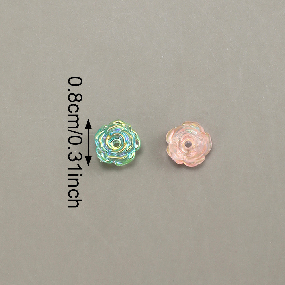8mm UV Glow Acrylic Rose Flower Beads
