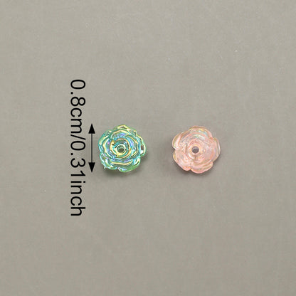 8mm UV Glow Acrylic Rose Flower Beads