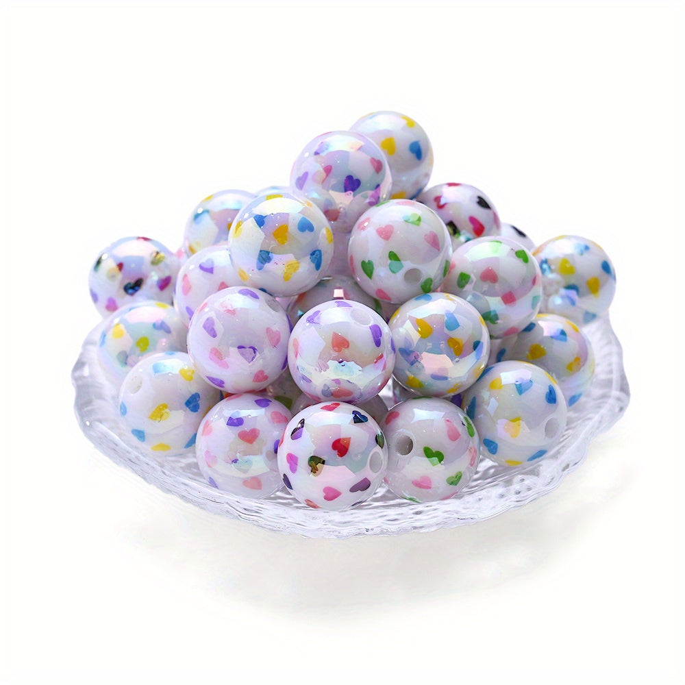 16mm Heart Pattern Acrylic Round Beads