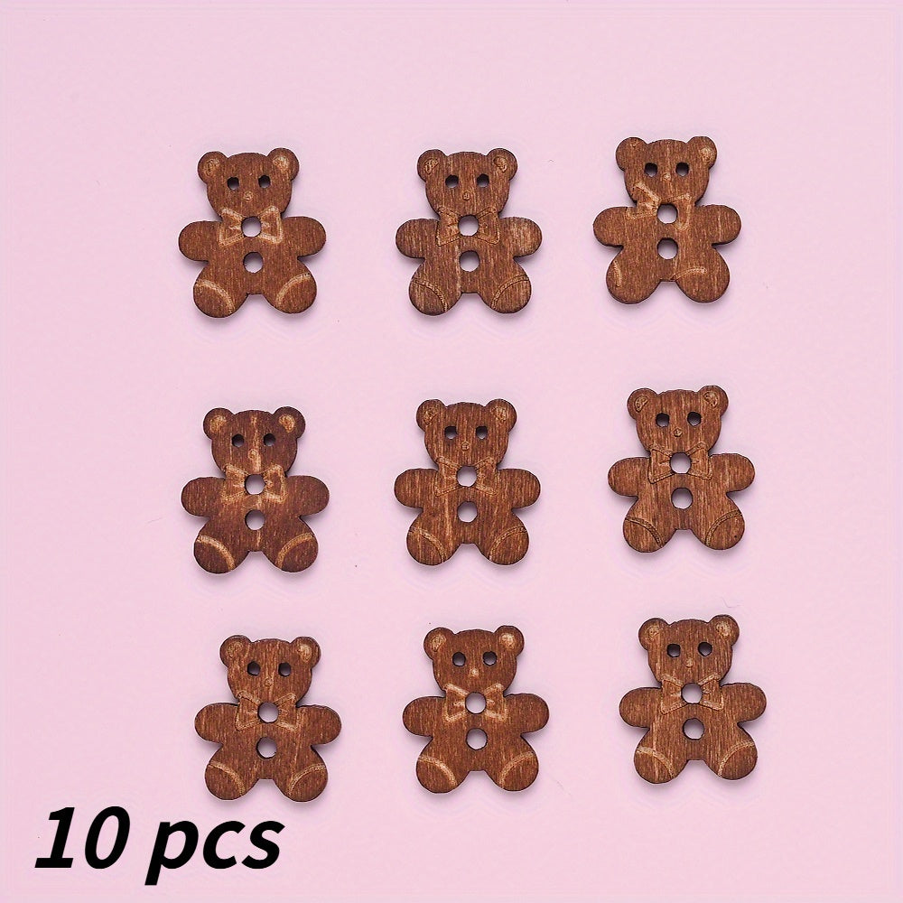15.8x17.7mm Bear Wooden Button Beads