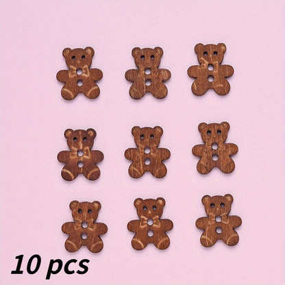 15.8x17.7mm Bear Wooden Button Beads