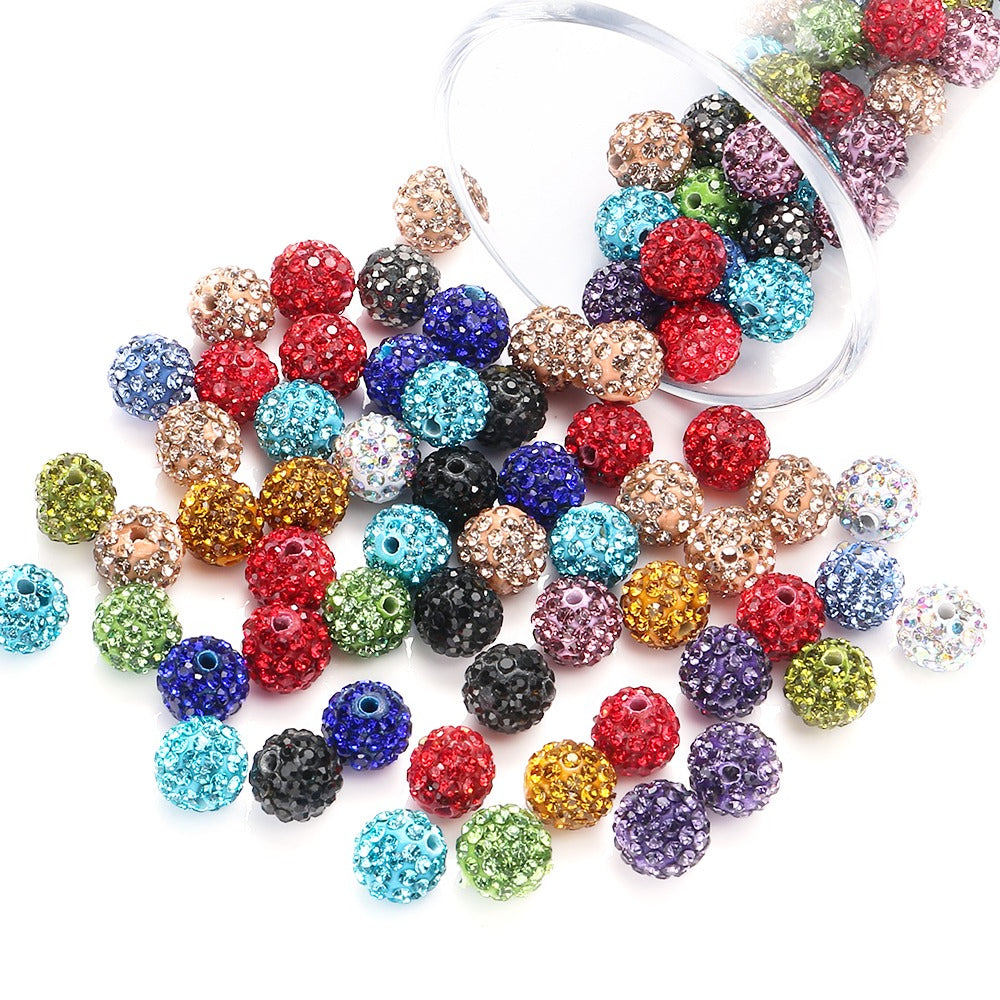 10mm AB Shiny Rhinestone Clay Beads