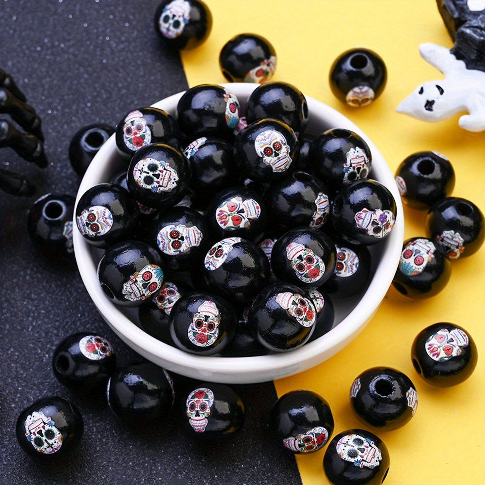 Halloween Skull Wooden Beads