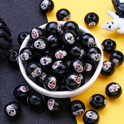 Halloween Skull Wooden Beads
