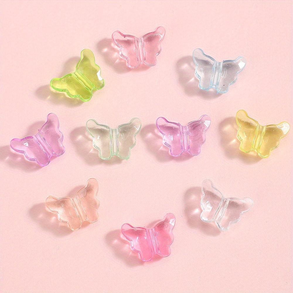 Mixed Color Transparent Acrylic Butterfly Beads