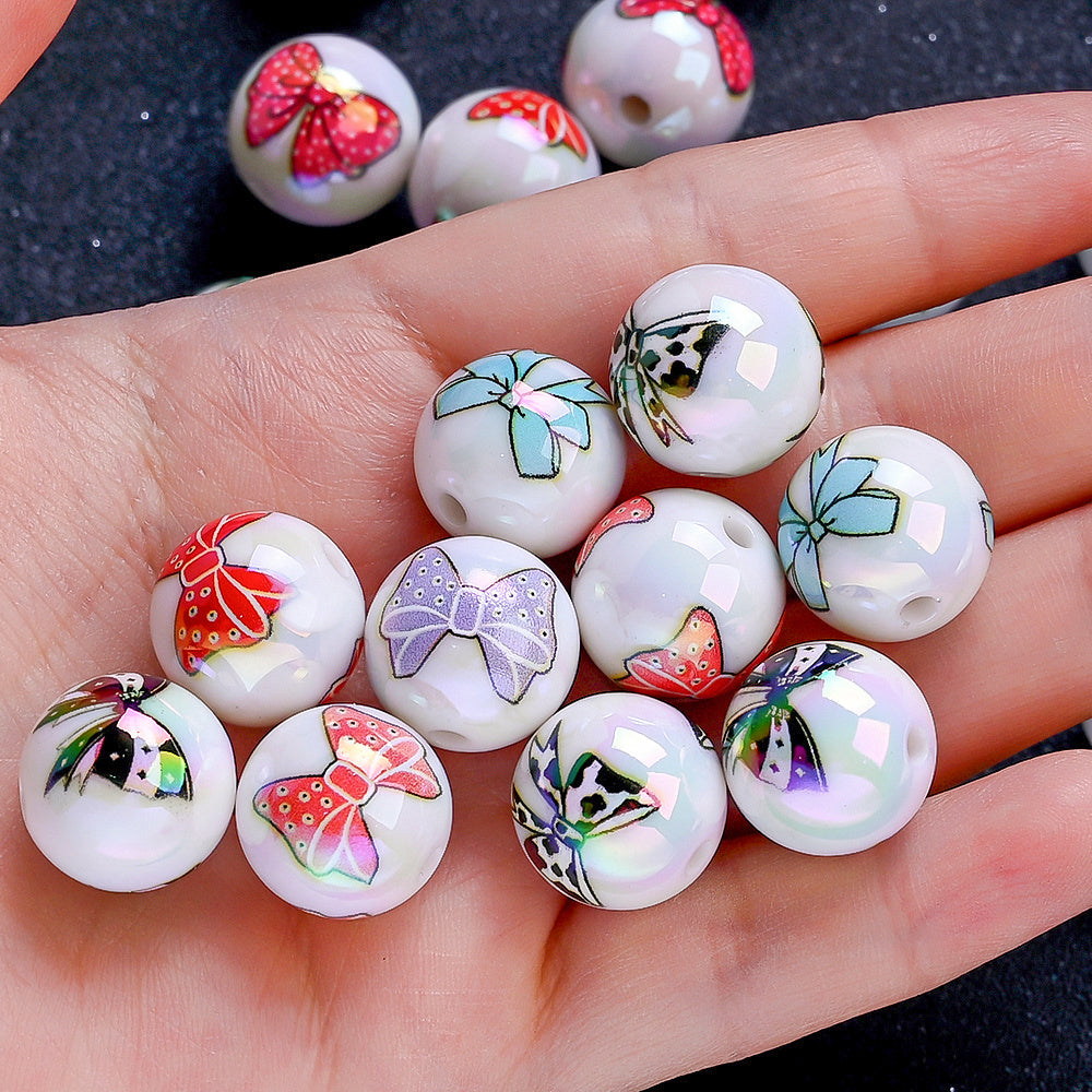 16mm Butterfly Print Acrylic Beads