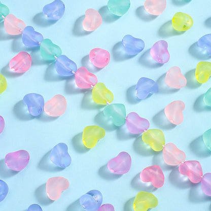 30pcs 15x13mm Frosted Round Heart Acrylic Beads
