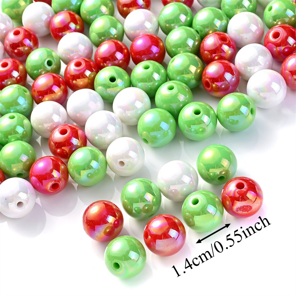 200pcs 14mm AB Mixed Color Acrylic Round Beads