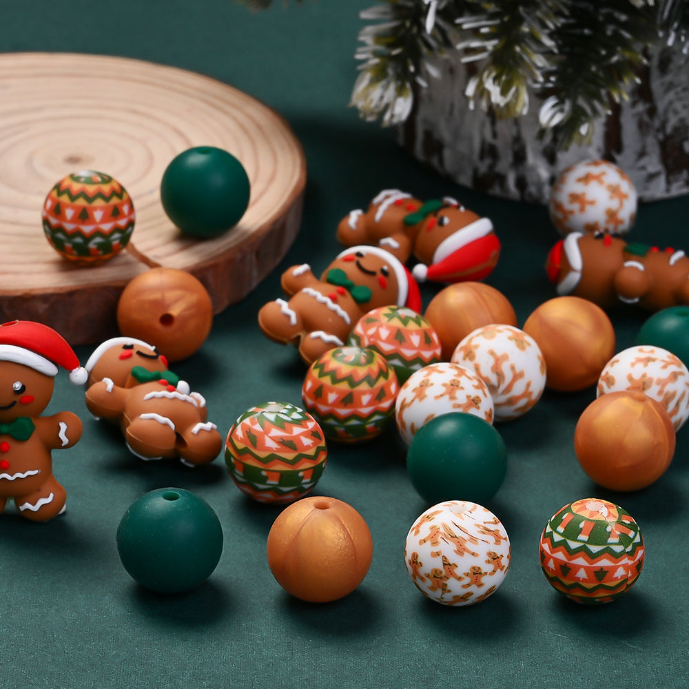 Retro Christmas 3D Santa Hat Silicone Beads, 25pcs