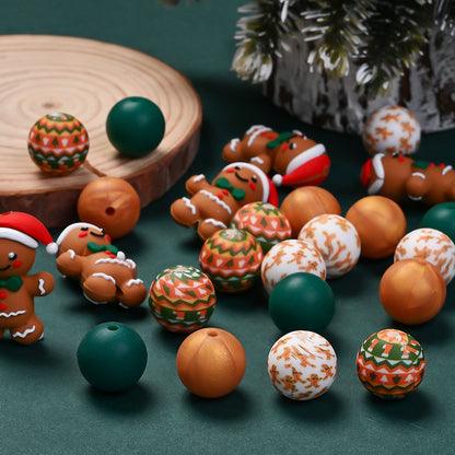 Retro Christmas 3D Santa Hat Silicone Beads, 25pcs