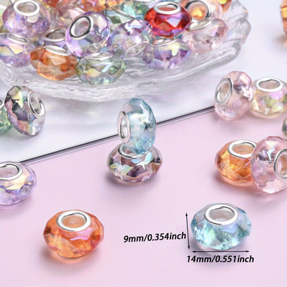 European Large Hole Acrylic Faceted Beads