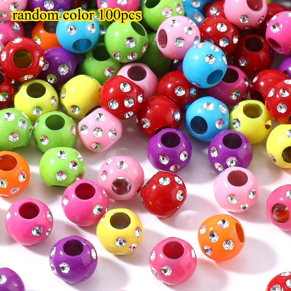 50/100pcs 7x8.4mm Random Multicolor Acrylic Round Beads