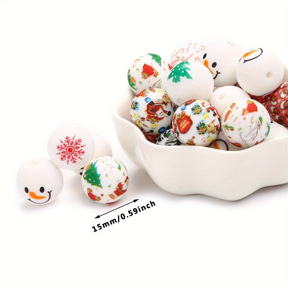 15mm Christmas Silicone Spacer Beads