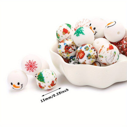 15mm Christmas Silicone Spacer Beads