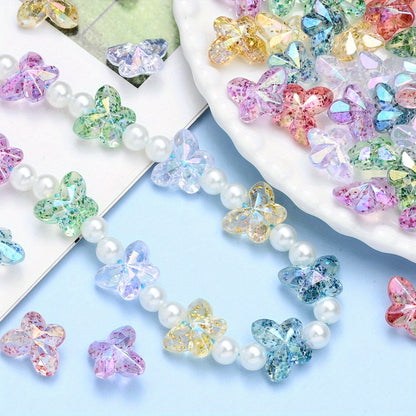 9x14mm AB Glitter Geometric Heart Star Flower Acrylic Beads