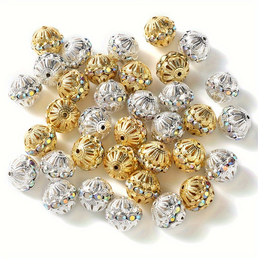 5pcs Copper Rhinestone Spacer Beads