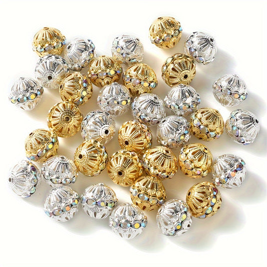 5pcs Copper Rhinestone Spacer Beads