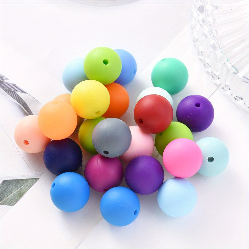 50pcs 12/15mm Rainbow Silicone Round Focal Beads