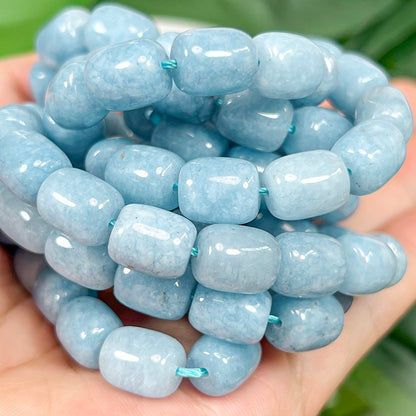 8 × 12mm Aquamarine Natural Stone Spacer Beads