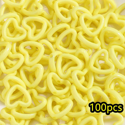 100pcs 15x16mm Macaron Color Heart Frame Wrapped Beads