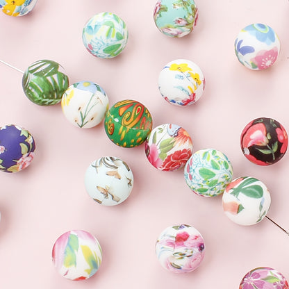 15mm Floral Silicone Beads