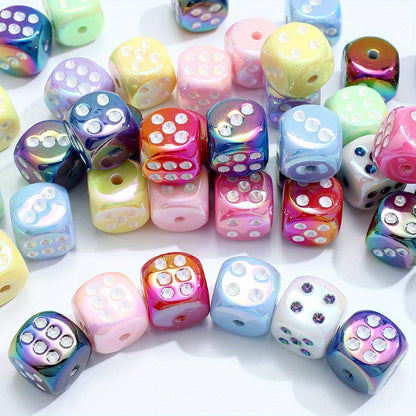 AB Multicolor Square Dice Acrylic Spacer Beads