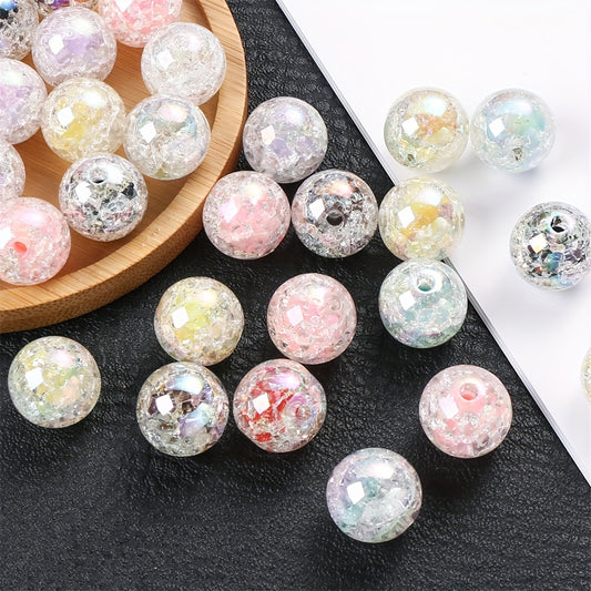 10pcs 16mm Cracked AB Resin Round Beads